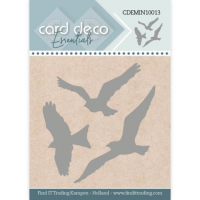 Billede: skæreskabelon 3 fugle i fart, Card Deco Mini Dies CDEMIN10013, øverste fugl ca. 3,5x2cm