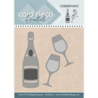 Billede: skære/prægeskabelon champagne med 2 glas, Card Deco Mini Dies CDEMIN10055, flaske ca. 1,5x4,9cm