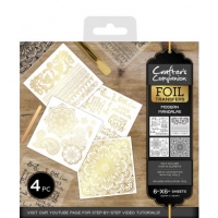 Billede: Crafter’s Companion Foil Transfers “Modern Mandalas” CC-FOILTR-MMAND, 15x15cm 4 ark, https://www.youtube.com/watch?v=WcwCyAH_SRk&t=1s, førpris kr. 32,00, nupris