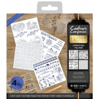 Billede: CRAFTER’S COMPANION FOIL TRANSFERS “Christmas Village” CC-FOILTR-CVIL, 15x15cm, 4 ark, https://www.youtube.com/watch?v=WcwCyAH_SRk&t=1s, førpris kr. 32,00, nupris