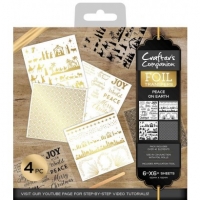 Billede: Crafter’s Companion Foil Transfers “Peace on earth” CC-FOILTR-PEA, 15x15cm 4 ark, https://www.youtube.com/watch?v=WcwCyAH_SRk&t=1s, førpris kr. 32,00, nupris