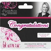 Billede: skæreskabelon Congratulations, CRAFTER’S COMPANION / SARA SIGNATURE DIE “Congratulations” S-GLAM-MD-CON, 102x24mm, førpris kr. 38,- nupris