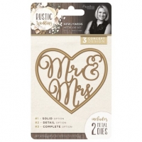 Billede: skæreskabelon hjerte med Mr. and Mrs., CRAFTER’S COMPANION / SARA SIGNATURE DIE “Newlyweds” S-RW-MD-NEW, 60x93mm, førpris kr. 64,- nupris