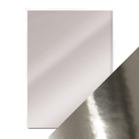 Billede: Craft Perfect - Mirror Card - Chrome Silver A4 - 9437E, enkeltsidet, 5 ark, 250gsm