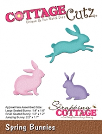 Billede: skæreskabelon CottageCutz Dies “Spring Bunnies” CC-239, Største: 3,6x4cm, førpris kr. 106,00, nupris