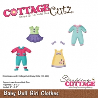 Billede: skæreskabelon pigetøj til påklædningsdukke, COTTAGECUTZ DIES “Baby Dolls Girl Clothes” CC-287, Passer til pcc-288