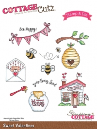 Billede: skæreskabelon og stempel, CottageCutz Dies & Stamps “Sweet Valentines” CCS-018, førpris kr. 164,- nupris