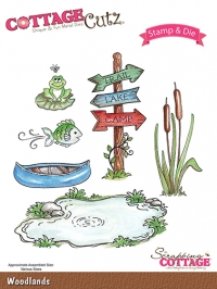 Billede: skæreskabelon og stempel, CottageCutz Dies & Stamps “Woodlands” CCS-029, førpris kr. 164,- nupris