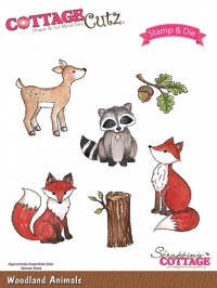 Billede: skæreskabelon og stempel, CottageCutz Dies & Stamps “Woodland Animals” CCS-019, førpris kr. 164,- nupris