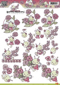 Billede: en lille tøsebi og blomster, yvonne design