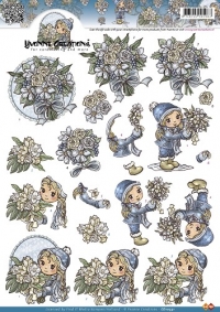 Billede: lille pige med blomsterbuket, yvonne design