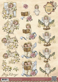 Billede: engle med blomst, samghæfte og ved klokker, amy design