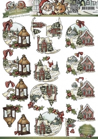 Billede: julelygte og huse, yvonne design