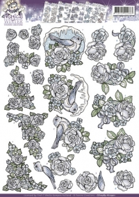 Billede: magical winter blomster og fugl, yvonne design