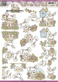 Billede: hest og hunkanin med blomster, yvonne design