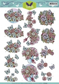 Billede: sommerfugle i blomster, yvonne design