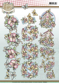 Billede: blomster med sommerfugle og fugle, yvonne design