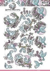 Billede: fugl og blomster, yvonne design