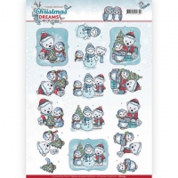 Billede: julebamse og pingvin og snemand, yvonne design