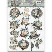Billede: fugl i juleblomster, amy design