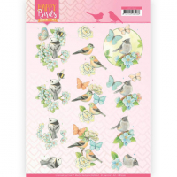 Billede: fugle og sommerfugle ved blomster, Jeanine´s Art