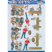 Billede: big guys er i baren, spiller dart og spiller billard, yvonne design