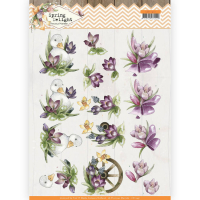 Billede: lille ælling i blomster, vognhjul med blomster og blomster i sløjfe, mariekes design