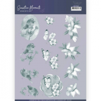 Billede: fugl på baggrund, sommerfugl ved blomst og liljer, jeanine´s art