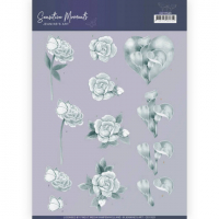 Billede: sommerfugl ved rose, roser og hjerte med calla liljer, jeanine´s art