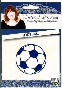 Billede: skæreskabelon FOOTBALL, ca. 67mmx67mm, tattered lace, tilbud, førpris kr. 110,-, nupris 