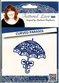 Billede: skæreskabelon CURVED PARASOL, ca. 75mmx81mm, tattered lace, tilbud, førpris kr. 110,-, nupris