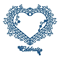 Billede: skæreskabelon hjerte med svirvler og celebrate, d042, tattered lace, tilbud, førpris kr. 144,-, nupris