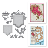 Billede: spellbinders Shapeabilities Stacey Caron Botanical Bliss Beautiful Banner Basket Etched Dies,  Banner: 3.00 x 3.25 in, Banner Insert: 1.70 x 1.90 in, Basket: 1.40 x 1.90 in,
Vine: 1.75 x 2.00 in, Flower Sm: 0.40 x 0.40 in, Flower Lg: 0.60 x 0.50 in Leaves Sm: 0.50 x 0.40 in, Leaves Lg: 0.70 x 0.60 in
