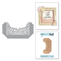 Billede: skæreskabelon lomme til kort Shapeabilities Filigree Shadowbox Easel and Pocket Etched Dies Shadowbox, Release Line: 5.30 x 2.75 in. 13.40 x 7.00 cm, Pattern: 4.20 x 2.15 in. 10.70 x 5.50 cm