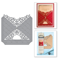 Billede: skæreskabelon lomme til kort, Shapeabilities Diamond Flourish Pocket Etched Die from the Rouge Royale Deux Collection, Pocket 4.90 x 4.80 in 
