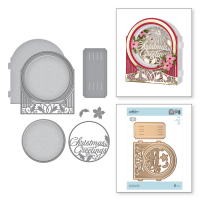 Billede: skæreskabelon til opbygning af 3dimentionelt kort, Shapeabilities Grand Snow Globe Etched Dies 3D Holiday Vignettes Collection by Becca Feeken, Spellbinders
