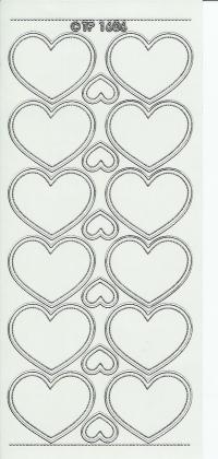Billede: transperante hjerter sølv, stickers