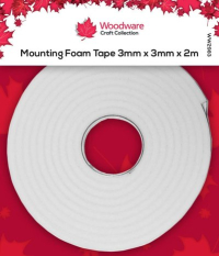 Billede: Mounting Foam Tape 3mm bred, 3mm høj, 2m lang, White (WW2983), god til shaker kort